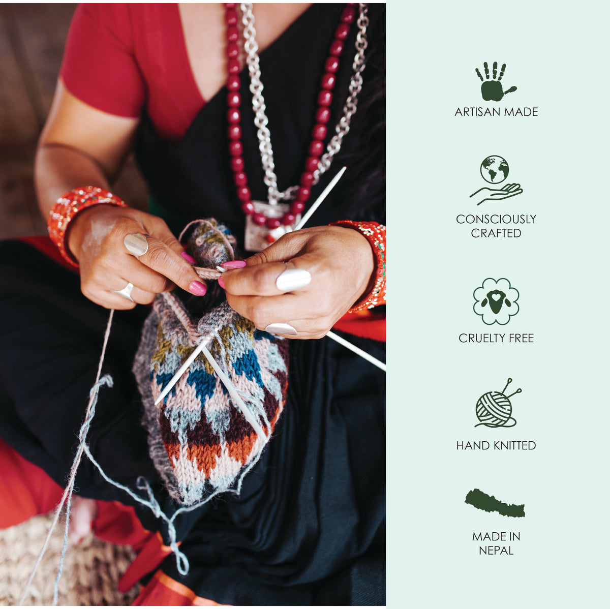 Denali Wool Knit Half Mitten Stone